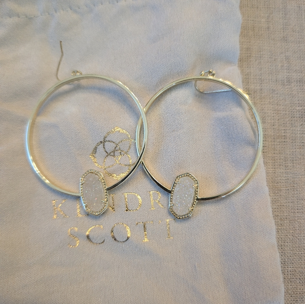 Kendra Scott Elora hoop earrings gold and irredescent Drusy